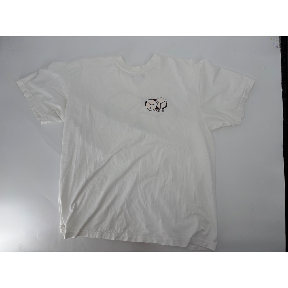Dybbuk Dice Graphic Logo White Streetwear T-Shirt Mens XL Short Sleeve Cotton